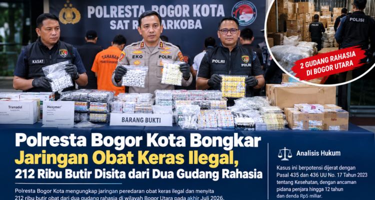 Satuan Reserse Narkoba Polresta Bogor Kota membongkar dugaan jaringan peredaran obat keras ilegal yang beroperasi di wilayah Kota Bogor